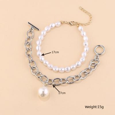 China Environmental Friendly Vintage Style Baroque Pearl Chain For Mother Gift 2pcs Bracelet Set Woman Jewelry for sale