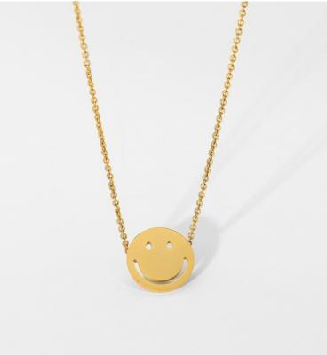 China High Quality Chain 18k Gold 316l Stainless Steel Cute Thin Hollow Smiley Face Necklace for sale