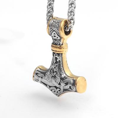 China Viking Myth Square Pearl Chain High Quality Amazon Explosion Norse Thor Hammer Type Men Necklace for sale