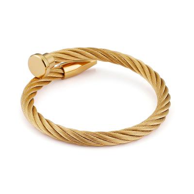 China Environmentally Friendly Popular Men's Stainless Steel Gold Multi-size Gold Multi-size Rough Swept Brushed Open Bangle for sale