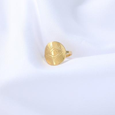 China High Quality Trend Ladies Classic Stainless Steel Diamond Round Opening Demon Eye Gold Plated Rings for sale