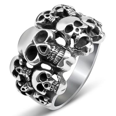 China High Quality Miscellaneous Friend Birthday Gift 316l Stainless Steel Skull Man Punk Rings for sale