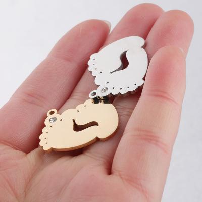 China High Quality E-Co Friendly Mirror Polished Stainless Steel Baby Foot Jewelry Pendant Accessories for sale