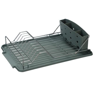 China Sustainable KITCHEN COUNTER 2-Piece Dish Drying Rack With Removable Cutlery Rack for sale