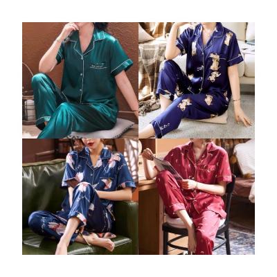 China Summer suit spring and autumn QUICK DRY short-sleeved version of the women's casual protective pajamas loose cartoon home clothes pajamas for sale