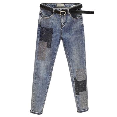 China Fashion New Design QUICK DRY Distressed Denim Pants Lady Pant Ripped Blue Skinny Pants Woman Jeans for sale