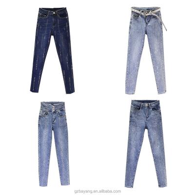 China Factory supply hot sale QUICK DRY denim stretched high waist women jeans ladies pants skinny fabric denim pants for sale