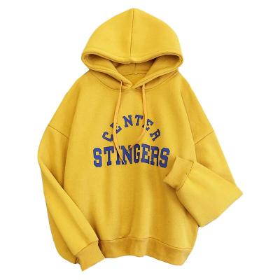 China Anti-Wrinkle Affordable Women's Letter Printed Winter Hooded Loose Casual Ladies Sweater Hooded Sweater for sale