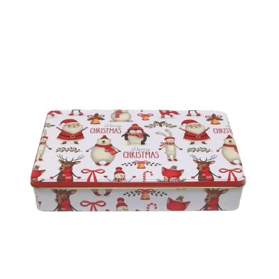 China Eco-Friendly Custom Sweet Copy Of Tin Box Tin Can Manufacturer Tin Cookie Box Cake Boxes Tin Cans With Christmas Theme for sale