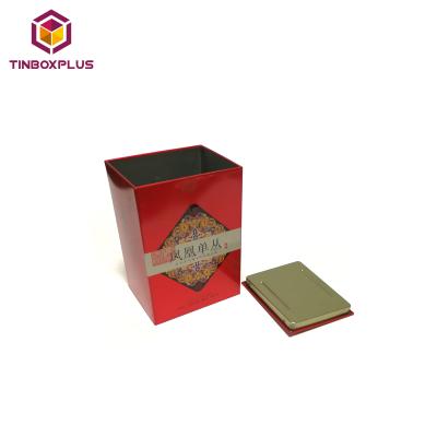 China Direct Materials Factory Supply Recycled Food Grade Rectangle Tea Tin Box Embossed Black Tea Metal Packaging Box for sale