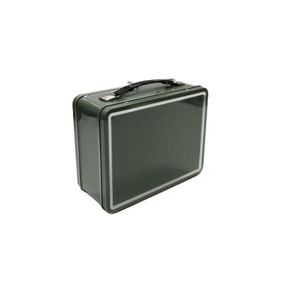 China Solid Tin Lunch Box with Handle Tin Boxes Custom Metal Lunch Boxes Custom mbossed Tin Boxes for sale