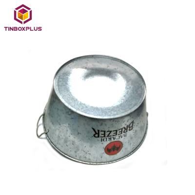 China Cheap Custom Materials Logo Glossy Quality Recycled Durable Metal Canister Ice Bucket With Handles For Outdoor Family Party for sale