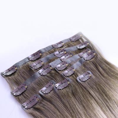 China Changshunfa high quality clipin 100% seamless ombre remy hair straight clip in hair extensions for sale