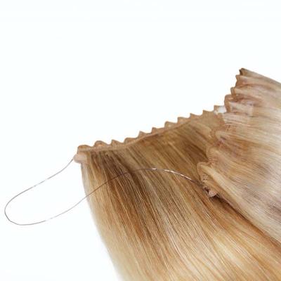 China Fashion Silky Straight Wholesale Trend Wave 100% Virgin Hair Double Drawn Hair Extension Halo Hair for sale