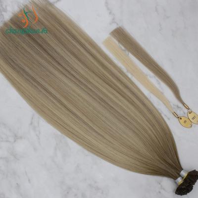 China Silky Straight Russian Pre Bonded Double Drawn Wave Changshunfa Wholesale Hair Remy V Tip Hair Extensions for sale