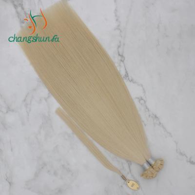 China Changshunfa 100% Raw Drawn Straight Russian Pre Bonded Hair Double Remy Flat Tip Hair Extensions for sale