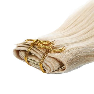 China Changshunfa 613 Straight Blonde Remy Hair Cuticle Invisible Custom Hand-tied PU Clip In Hair Extensions for sale