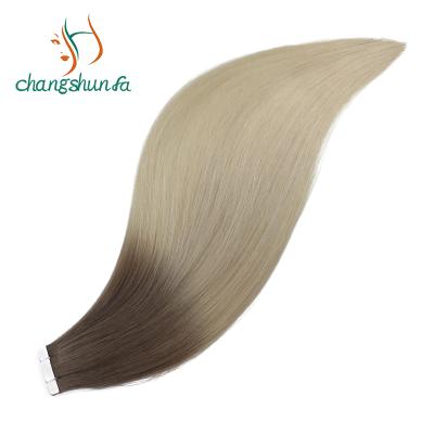 China silky straight wave can be replace raw virgin hair extensions ombre tape real russian double wholesale for sale