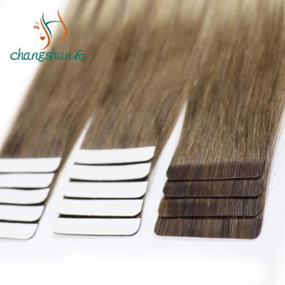 China Straight Mongolian Virgin Silk Colored Remy Human Cuticle Aligned Tape in Hair Extensions for Thin Hair for sale