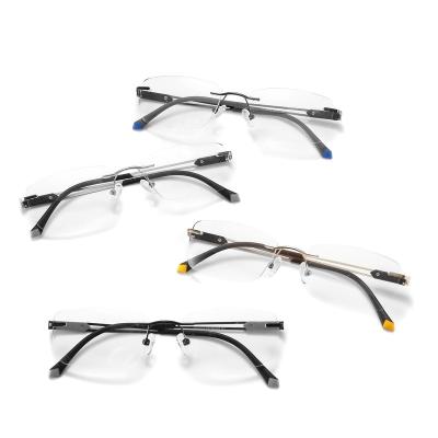 China Ease Ready Running Rimless High Quality Stainless Metal Temple Optical Glass Frame Ready To Ship for sale