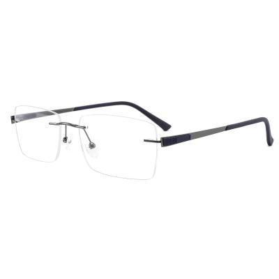 China 20 Years Experience High Quality Trendy Fashion Rimless Frame Metal Frame Rectangle Clear Eyewear Rimless Designer for sale