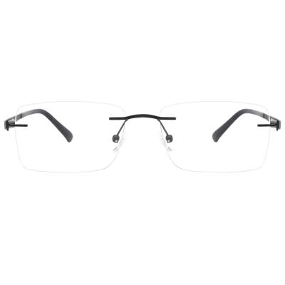 China High Quality Light Frame Rectangle Rimless Glass Stainless Steel Metal Optical Frame Lightweight Eyewear for sale