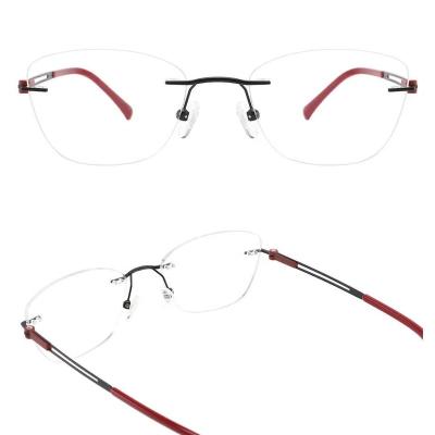 China Fashionable Eyewear Rimless Optical Glasses Metal Square High Quality Optical Frames for sale