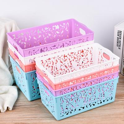 China Sustainable High Quality Household Rectangular Laundry Storage Plastic Basket With Handle for sale