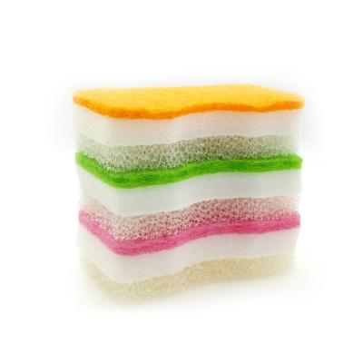 China Stocked High Density Powerful Cleaning Non Scratch Colorful Sponge Scrubbing Friction Pad for sale