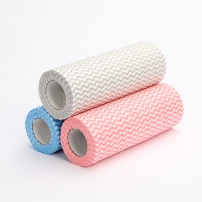 China Multifunctional Nonwoven Kitchen Spunlace Cleaning Cloth Roll Stocked for sale