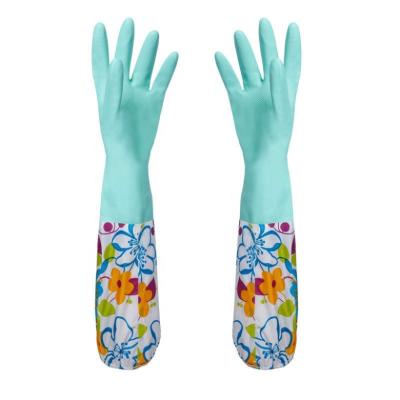 China House Kitchen Cleaning Striped Hand Washing Cleaning Gloves Fancy Colorful Warm Elbow Long Household for sale