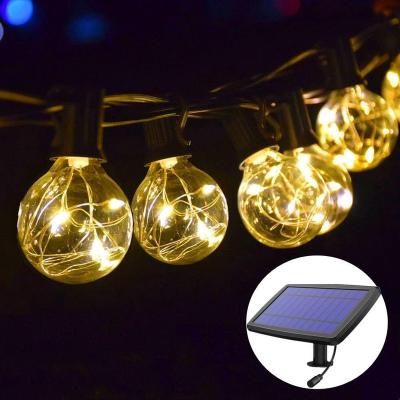 China G40 String Lights 25Ft Solar String Light G40 Outdoor Backyard Patio Led Garlands Lights Vintage Copper Wire G40 Solar String Light g40 for sale