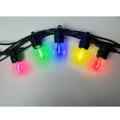 China Colorful Hanging String Lights Replacement S14 Vintage Led Bulb Fuse Holiday Lighting Outdoor Waterproof Festoon String Lights for sale