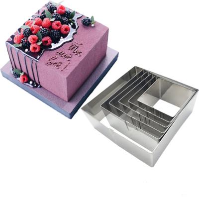 China Simplicity 6 Inch Ring Molds Cake Tools For Baking Tools Mousse Cake Square Stainless Steel for sale