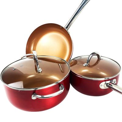 China Sustainable High Quality Handy 3 Piece Aluminum Cookware Set For Home Outdoor Use for sale