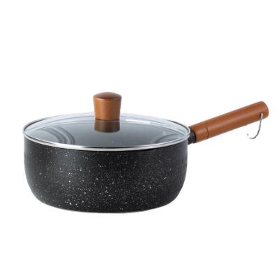 China Sustainable Wood Pot Aluminum Alloy Handle New Product Non-Stick Household Kitchenware for sale