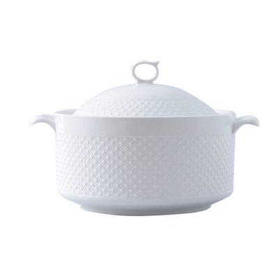 China Sustainable Multifunctional White Household Ceramic Soup Pot With Cover For Kitchen for sale