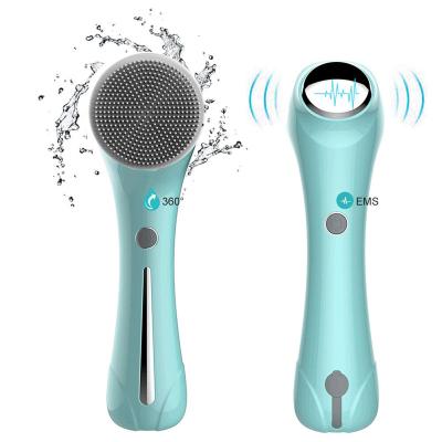 Cina 2 in 1 face cleanser machine electric rotation face cleansing brush 4 heads with EMS massage facial brush in vendita