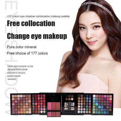 China Gift Box 177 Colors Waterproof Professional Private Label Custom Makeup Eyeshadow Blush Multifunctional Lip Gloss Repair Brush Palette for sale