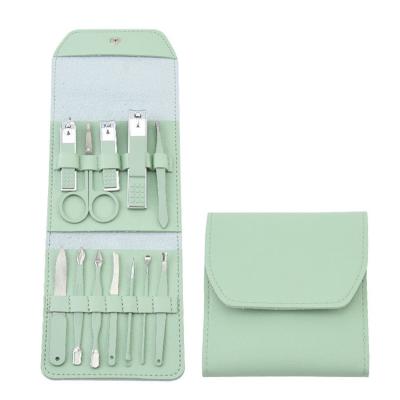 China Carry Amazon Hot Selling Manicure Set 12 Pcs Nail Art Pedicure Tool Kit Stainless Set Cute Grooming Manicure Set With PU Leather Case for sale