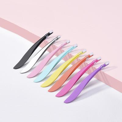 China Custom Logo Design Eyebrow Tweezers Durable Custom Private Tools Tipped Tip Type Stainless Steel Brow Tweezers Eyebrow Tweezers for sale