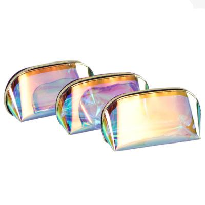 China Durable Laser Customized Personalized Holographic PVC Makeup Brush Waterproof Zipper Pouch Cosmetic Bag for sale