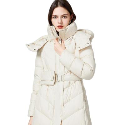 China Breathable Coat Women Fashion Design Striper Coat Custom Logo Long Winter Hooded Thick Jacket For Women for sale