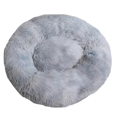 China Stocked 2023 Best Selling Puppy Sofa Round Pet Dog Cat Calming Puppy Beds Extra Large Comfortable Soft Plush Donut Pet Bed for sale