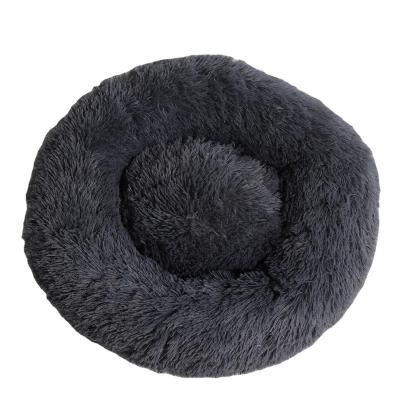 China High End Classic Style Plush Faux Fur Cushion Donut Eco Friendly Soft Warm Stocked Pet Beds For Dogs Cats Puppy for sale