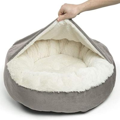 China 2023 New Arrival Machine Removable Washable Pet Cushion Waterproof Pet Stocked Cats Bed Fluffy Fur Donut Dog Bed for sale