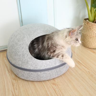 China New Arrival Unique Shape Design Washable Stored Egg Pet Bed Felt Deep Sleep Cave With Zipper For Cat Dog Puppy for sale