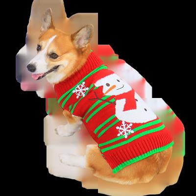 China Hot Selling Stocked Amazon Christmas Holiday New Year Snowman Pet Clothes Knit Sweaters For Dogs Cats Puppy for sale