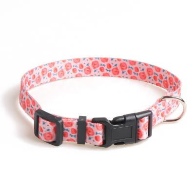 China Manufacturer Direct Selling Lovely Stocked Floral Pattern Printing Flowers Pet Collars Adjustable Collar For Dogs for sale