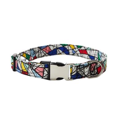 China Manufacturer Direct Selling Polyester Style Metal Semi Ethnic Stocked Bohemian Break In Pet Collar For Dogs Puppies for sale